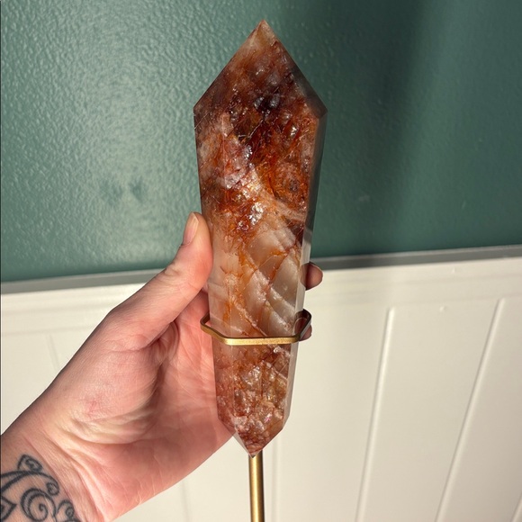 Fire Quartz Crystal Wand on Stand - Picture 5 of 7